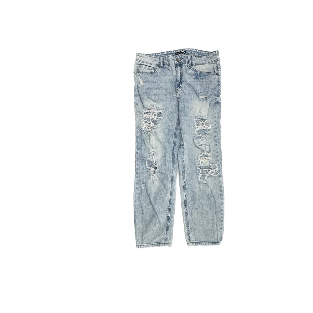 Fashion Nova Distressed Straight Crop Women's size 9 Light Blue Denim Jeans